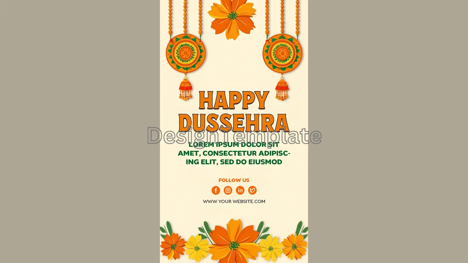 Festive Orange-Themed Happy Dussehra Instagram Story Card image